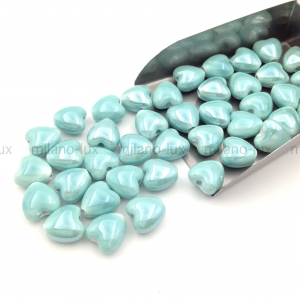 10 Бусин керамическое Сердце, Бирюзовый; 10мм   