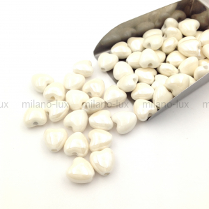 10 Бусин керамическое Сердце, Светлый Нюд; 10мм   