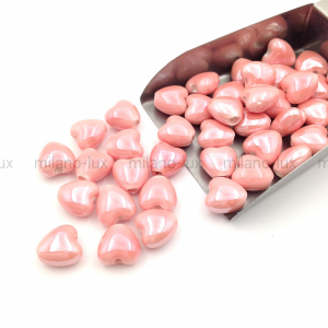 10 Бусин керамическое Сердце, Розовый; 10мм   