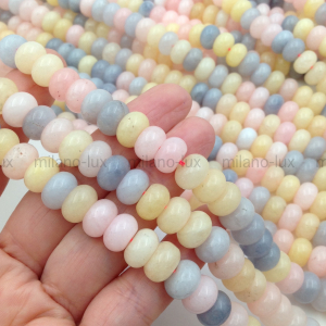 Халцедон рондель 6*10мм, нежный Карамельный микс; нить 38см