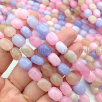 Халцедон, Берилловый Микс, бочонок 9-11мм; нить 38см