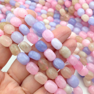 Халцедон, Берилловый Микс, бочонок 9-11мм; нить 38см