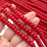 Бусины Кварца, цвет Красный, Рондель 8*5мм; нить 38см