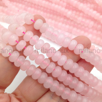 Бусины Кварца, цвет натуральный Розовый, Рондель 8*5мм; нить 38см