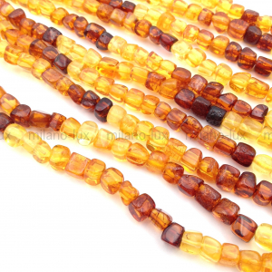 Янтарь натуральный, свободная форма 5-7мм, микс цветов; нить 36см 