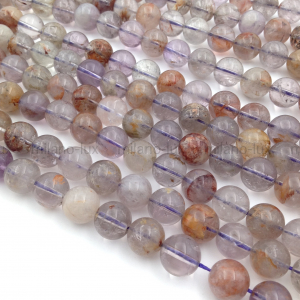 Натуральный Кварц с включениями слюды и оксидов железа, шар 10.5мм; нить 19см