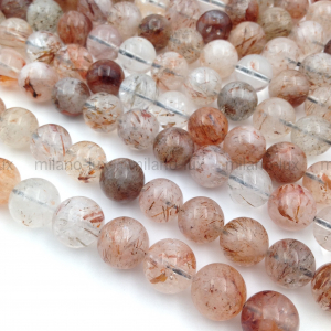 Натуральный Кварц с природными включениями, шар 10мм; нить 19см