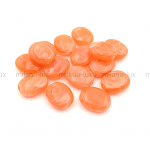 Бусина Акрил, Овальная 18*14мм; оранж с белым