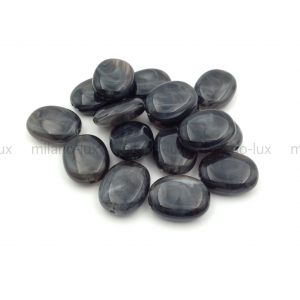 Бусина Акрил, Овальная 18*14мм; чёрный агат