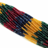 Кварц (халцедон) гранёный Рондель, 4*2.5мм, цвет МИКС, нить 36см