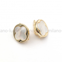 Швензы Клевер из Перламутра 15.5мм, цвет золото 