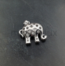 ДЕФЕКТ!Подвеска Слон с Чёрной эмалью и фианитами, 23мм; цвет платина