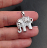 ДЕФЕКТ!Подвеска Слон с Чёрной эмалью и фианитами, 23мм; цвет платина