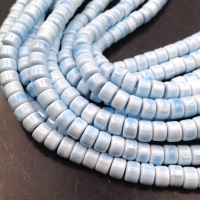 10 бусин Спейсер Голубой из керамики 4*6мм 