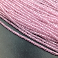 Фианит в ювелирной огранке, рондель 3мм; Розовый, нить 38см