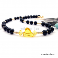 Набор для создания Чокера из Чёрного Агата и Swarovski. БЕЗ инструментов