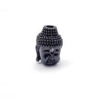 Бусина Будда 13.5*10мм с 1 фианитом, цвет чёрный 