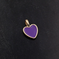 Подвеска mini Сердце на бейле с Фиолетовой эмалью; цвет золото