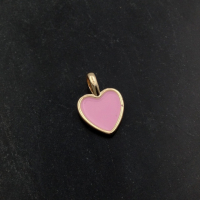 Подвеска mini Сердце на бейле с Розовой эмалью; цвет золото
