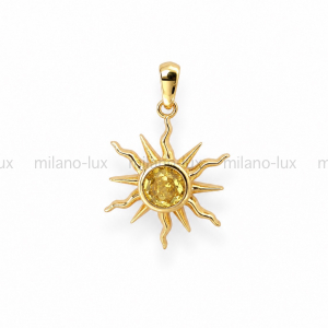 Подвеска Солнце с фианитом на бейле; цвет золото