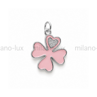 Подвеска Клевер Milano Lux, Розовая эмаль; цвет платина