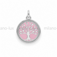 Подвеска Дерево Жизни Milano Lux нежно-розовая эмаль; цвет платина