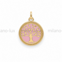 Подвеска Дерево Жизни Milano Lux нежно-розовая эмаль; цвет золото