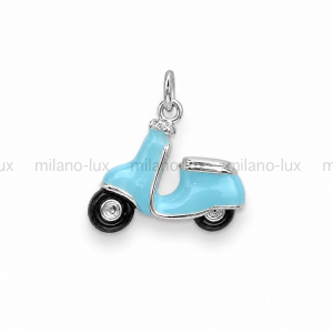 Подвеска "Vespa" Milano Lux, Голубая эмаль; цвет платина