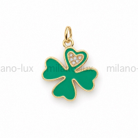 Подвеска Клевер Milano Lux, Мятная эмаль; цвет золото