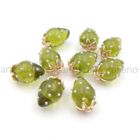 Подвеска Клубника 26мм Оливковая, золото; 1 штука