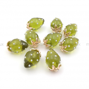 Подвеска Клубника 26мм Оливковая, золото; 1 штука 