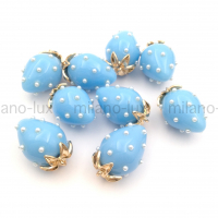 Подвеска Клубника 26мм Васильковая, золото; 1 штука