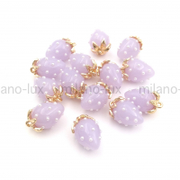 Подвеска Клубника маленькая 20мм Сиреневая, золото; 1 штука