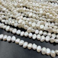 Жемчуг натуральный A Grade, 7*5.5мм Белый, барочный; нить 40см