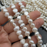 Жемчуг натуральный 8*7мм Белый, барочный; нить 35см