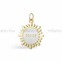 Подвеска 11:11 Белая эмаль, размер 17.5мм; цвет золото