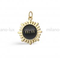 Подвеска 11:11 Чёрная эмаль, размер 17.5мм; цвет золото