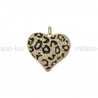 Подвеска Сердце леопардовый принт, 23мм; цвет золото