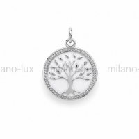 Подвеска Дерево Жизни Milano Lux Белая эмаль; цвет платина