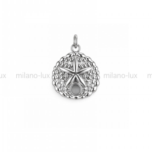 Подвеска Медальон 20*17мм с морской звездой; цвет платина