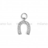 Подвеска Подкова с фианитами; цвет платина