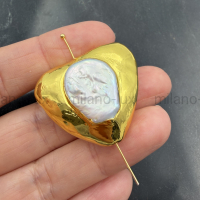 Бусина Крупное Сердце с Натуральным Жемчугом