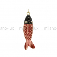 Подвеска Большая Рыба, 25мм; красный+чёрный