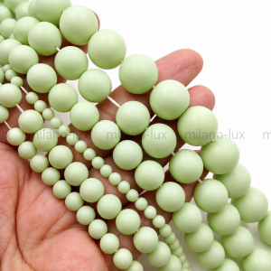 Бусины Майорка шар 14мм, цвет Pastel Green; 10 бусин