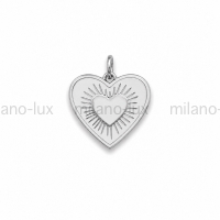 Подвеска Двустороннее Сердце 20мм; цвет платина