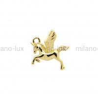 Подвеска mini Пегас с фианитами 13*9мм; цвет золото  