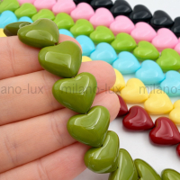 Сердце Майорка 13*15мм, Оливковый; 10 бусин