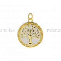 Подвеска Дерево Жизни Milano Lux Белая эмаль; цвет золото