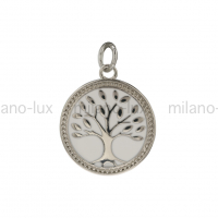 Подвеска Дерево Жизни Milano Lux Белая эмаль; цвет платина