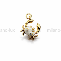Подвеска Крабик с Белой эмалью и фианитами; цвет золото